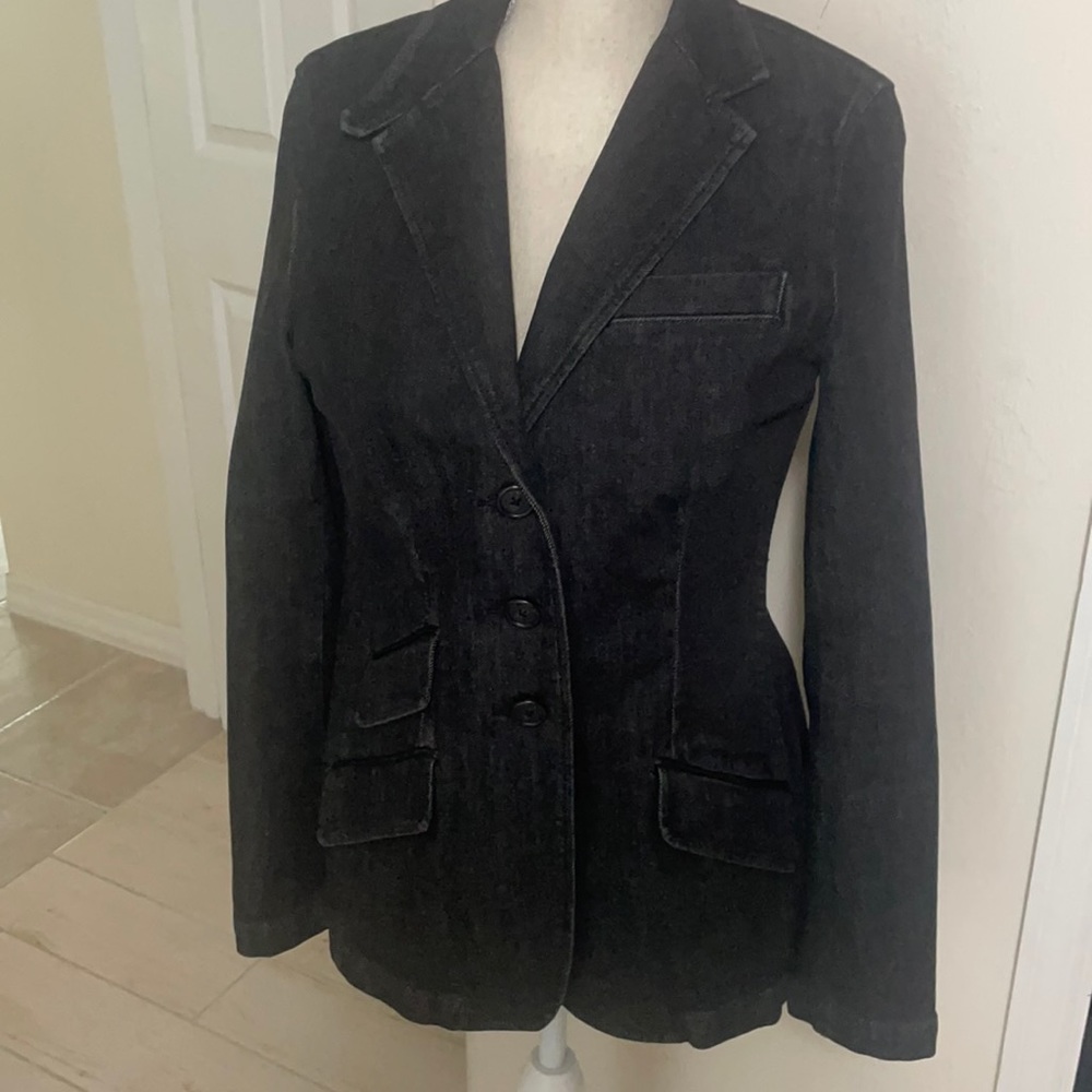 Ralph Lauren dark denim riding gloves jacket 10